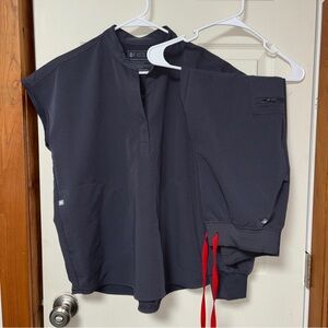 Figs Charcoal Grey Scrub Set